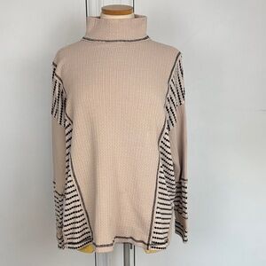 Miss Me Beige and Black Cowl Neck Sweater large